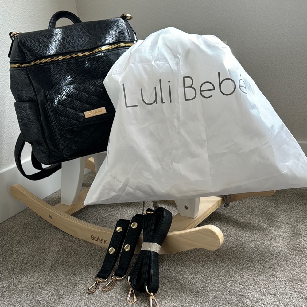 Black Baby Bag with Leather-Look Finish